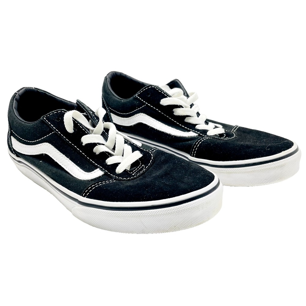 Vans Old Skool Womens 6 Black White Low Top Lace Up Canvas Skate Sneakers 500714